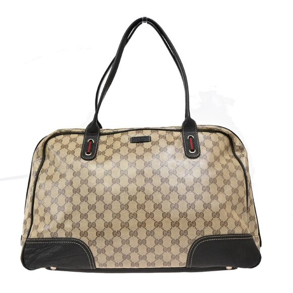 GUCCI GG Pattern Crystal Shoulder Bag Coating Canvas Leather Brown 82EF616 - Picture 1 of 15